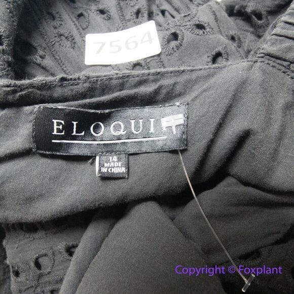 Eloquii Eyelet Dress With Sheer Detail black , size 14 - Picture 12 of 16